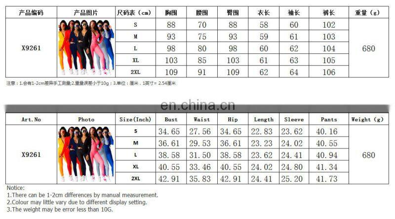 Wholesale solid color hooded tops and pants two piece set with zipper fall winter women's tracksuit in multi colour
