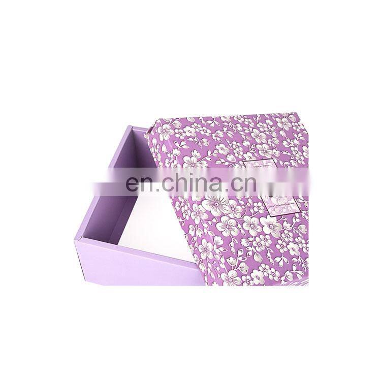 Elegant Purple 350g Cardboard Paper Box Customized Logo Foldable Box for Birthday Gift Box