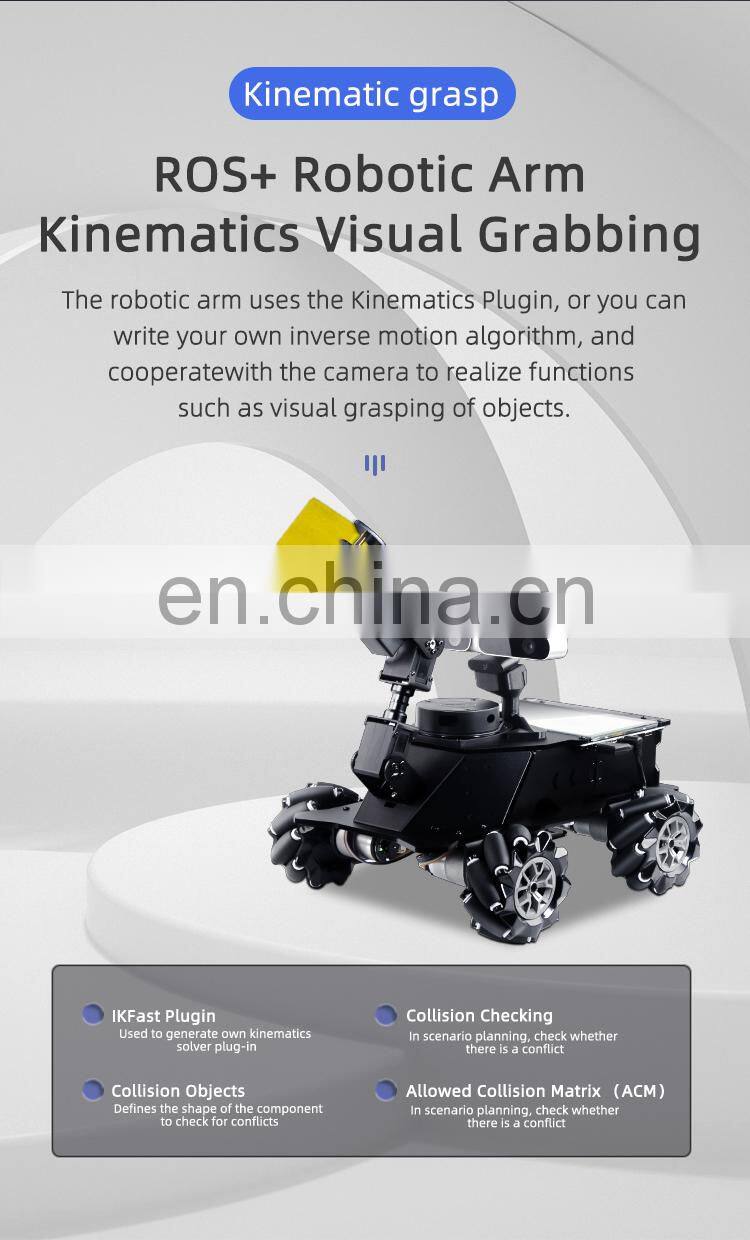 Assembled ROS MROS Lidar Car Mecanum Wheel Robot Car +4DOF Robotic Arm With 7" Touch Screen Range 12M/39.4FT