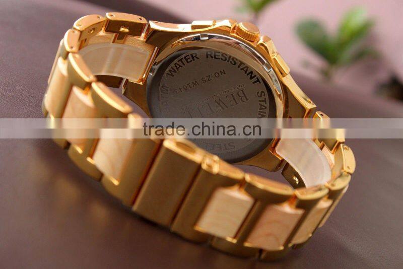 Bewell maple wood & metal Watch - Natural Wood & Stainless Steel Timepiece