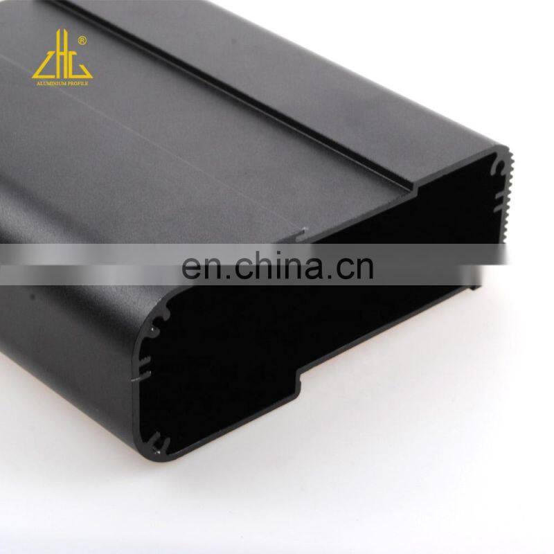 Black anodized CNC aluminum extrusion profile large aluminium heat sink enclosure