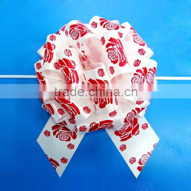 double gold-lines poly ribbon pull bow for decorative birthday flower or gift packaging