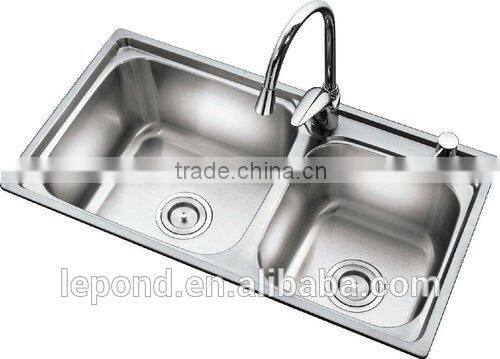 Hot offer undermount double bowl stainless steel kitchen sink with tempered glass