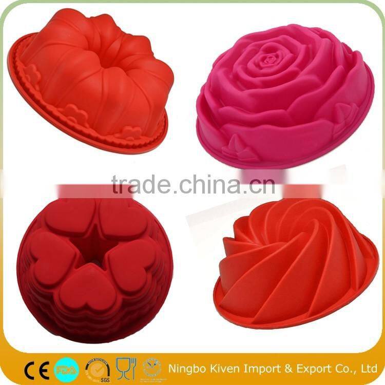 Big heart shaped silicone flower cake mold