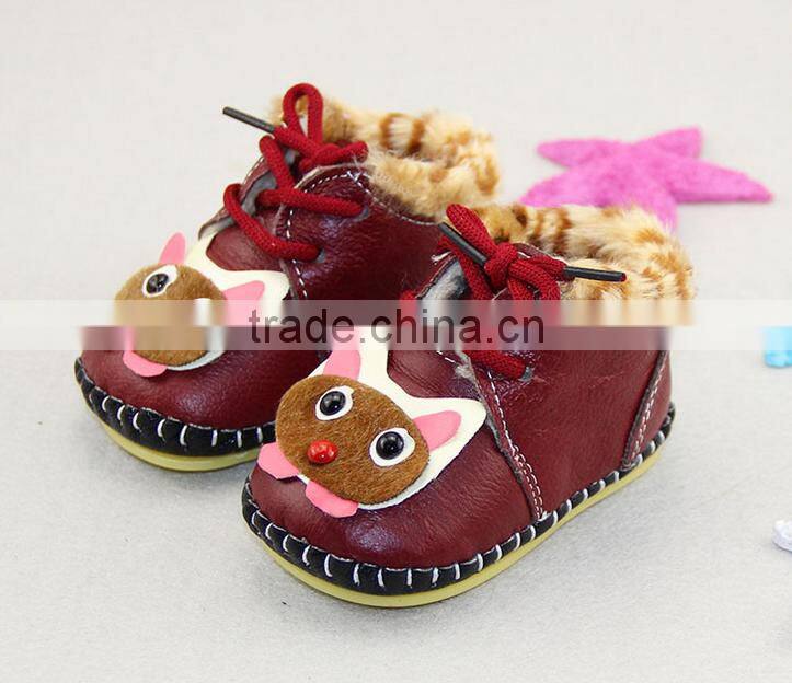 2015 new children baby winter shoes children Baby Toddler Soft Bottom pure handmade leather shoes