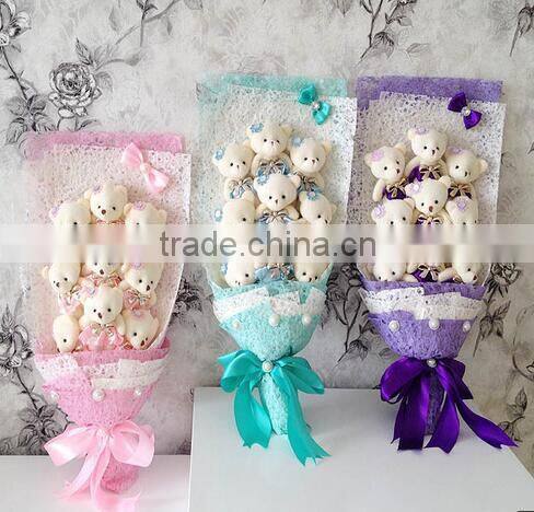 plush toy bouquet/lot cartoon bouquet of bear doll plush toy/teddy bear baby doll/toy for baby