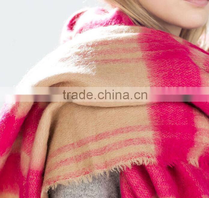 New Style Korea Fashion Woman Winter Tassel Plaid Acrylic Shawl