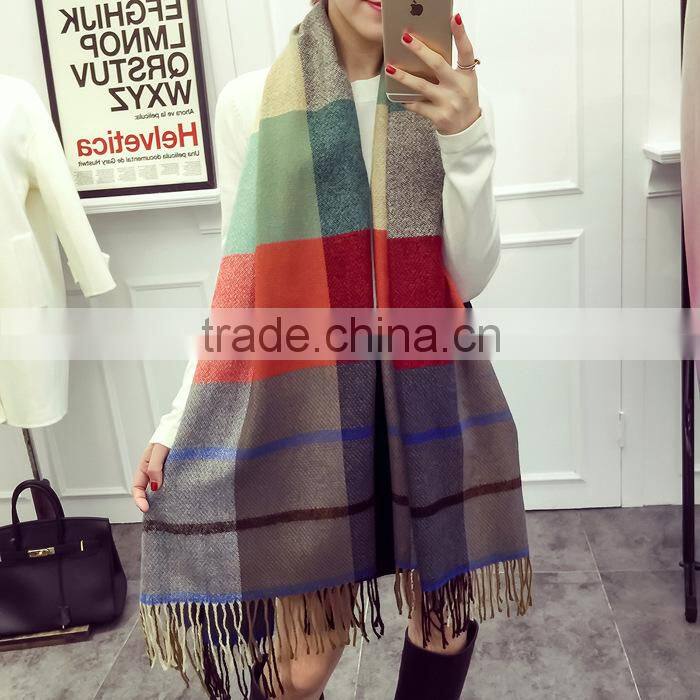 New Style Soft Warm Striped Fashion Winter Ladies Cashmere Pashmina