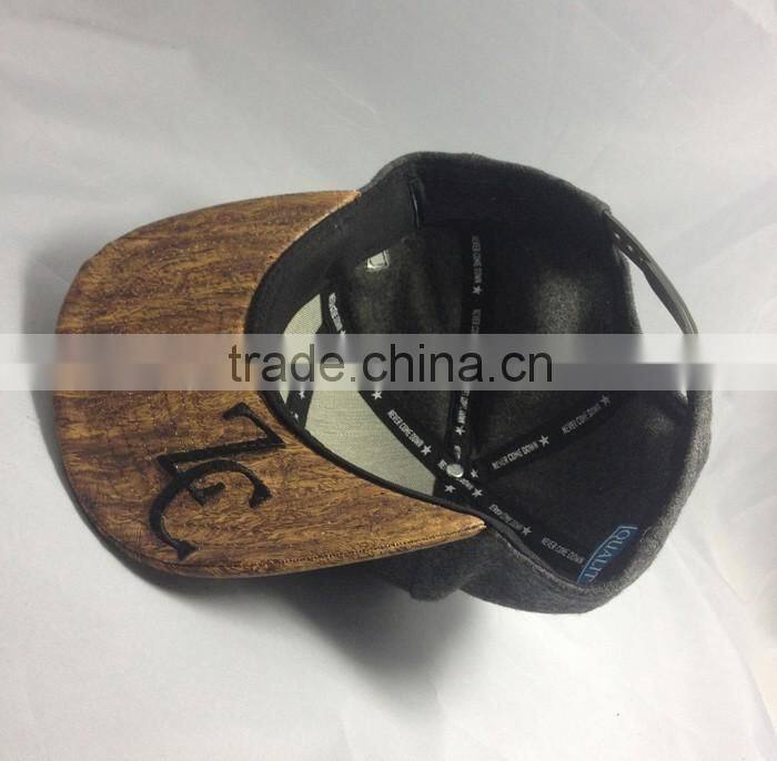 custom melton wool snapback cap wood brim 5 panel watermelon snapback hats