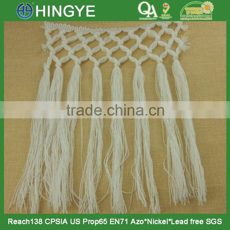 wholesale white cotton tassel long fringe trim H1546