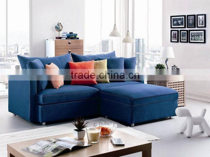 Hot selling top quality red or blue color fancy fabric sofa bed