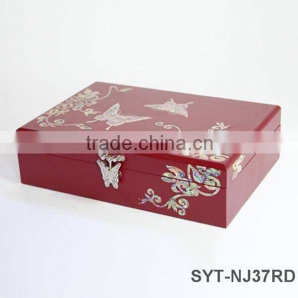 High end mother of pearl drawer wooden jewelry boxes with lock