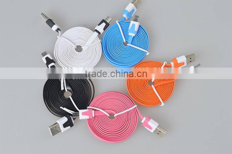 Flat Noodle design Micro usb cable for iphone6/for samsung