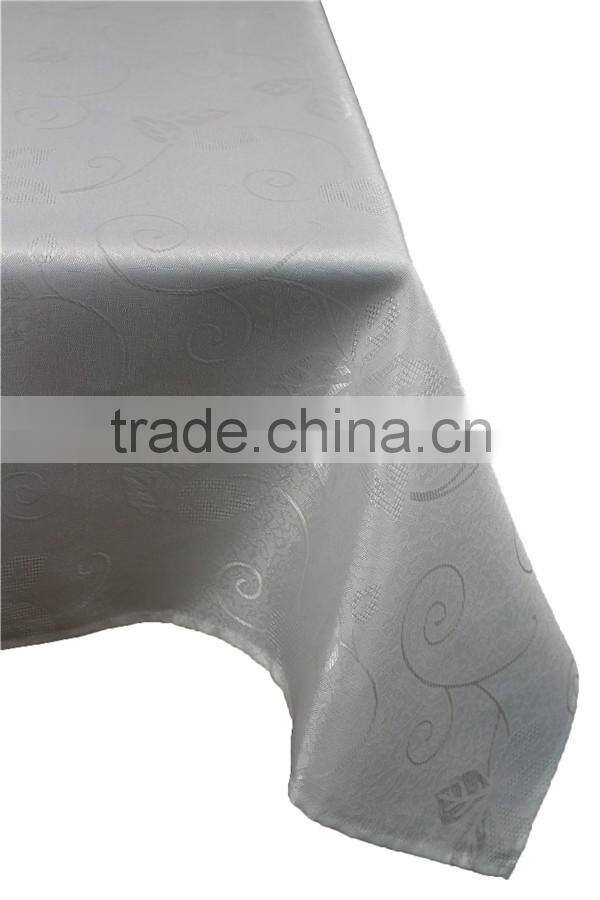 Hot Sale Soild Color Jacquard White Polyester Tablecloth