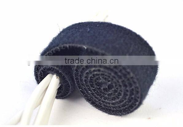Nylon Black Double Side Hook and loop cable tie for cable mangement