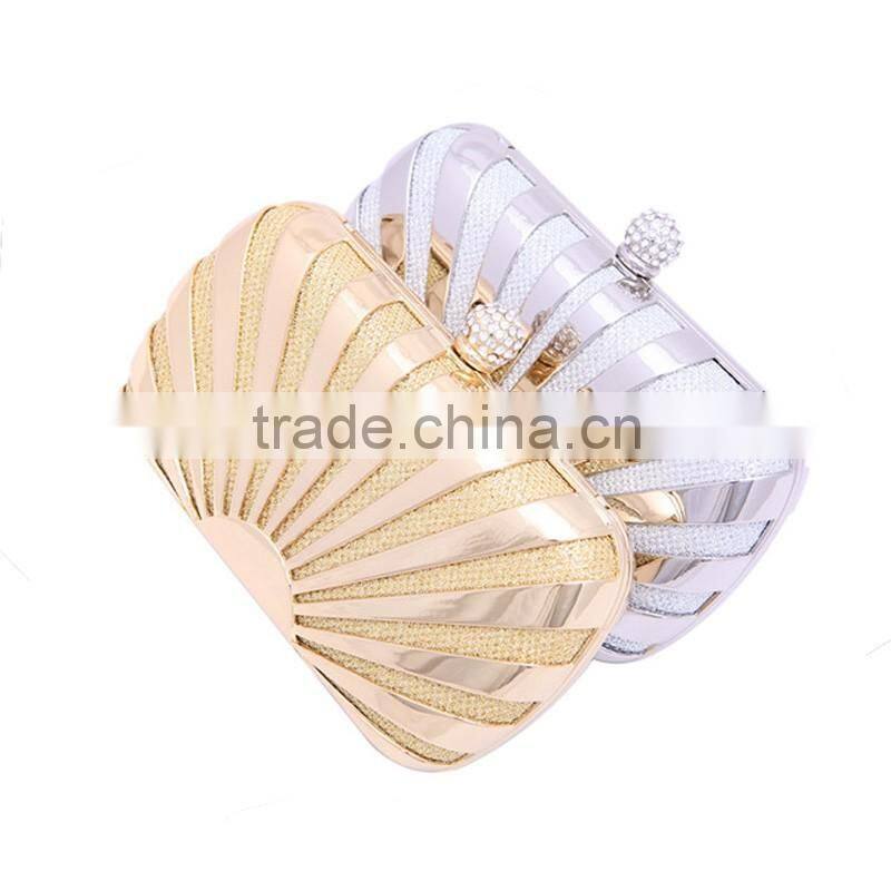 Gold Clutch Bags Sun Style Luxury Metallic Evening Bag Woman Party Clutches Elegant Bridesmaid Handbag Shell Stripe Purse