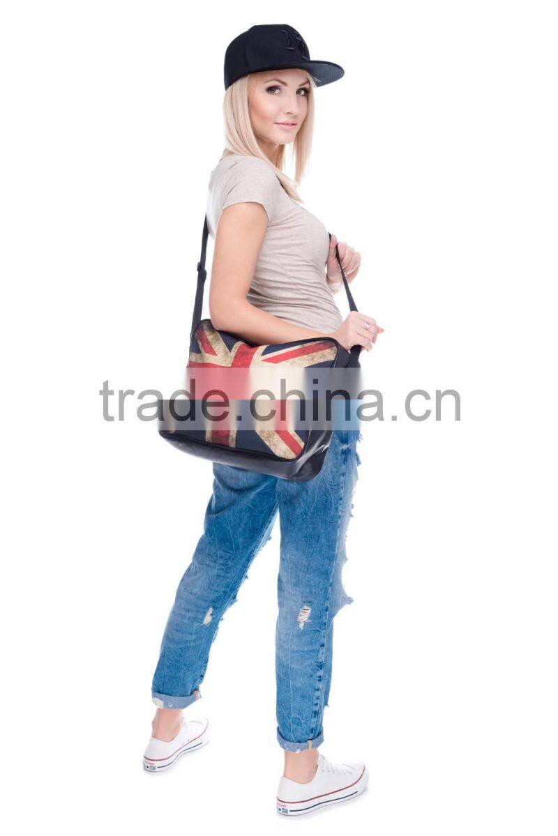 2016 hot fashion 3D retro Union Jack the Union Flag printing one side leather courier bags Shoulder bag message bags