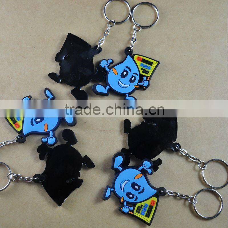Water drop shape soft pvc keychain/custom keyrings