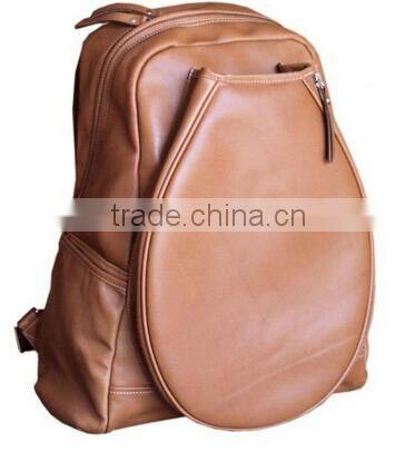 Brown Leisure Style Unique Design Leather Tennis Bag Backpack