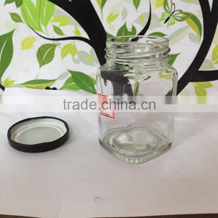 200ml square glass jar for honey with metal lid