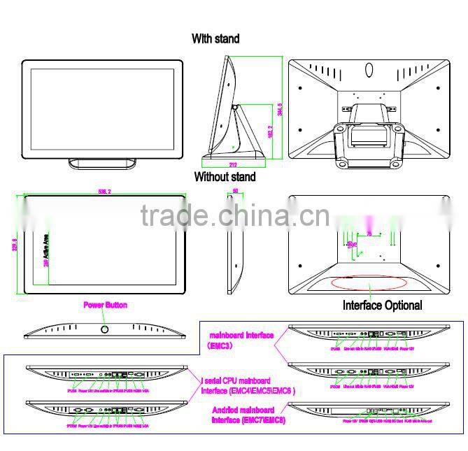 Zero bezel multi touch screen 21.5 inch projected capacitive touch screen all in one pc