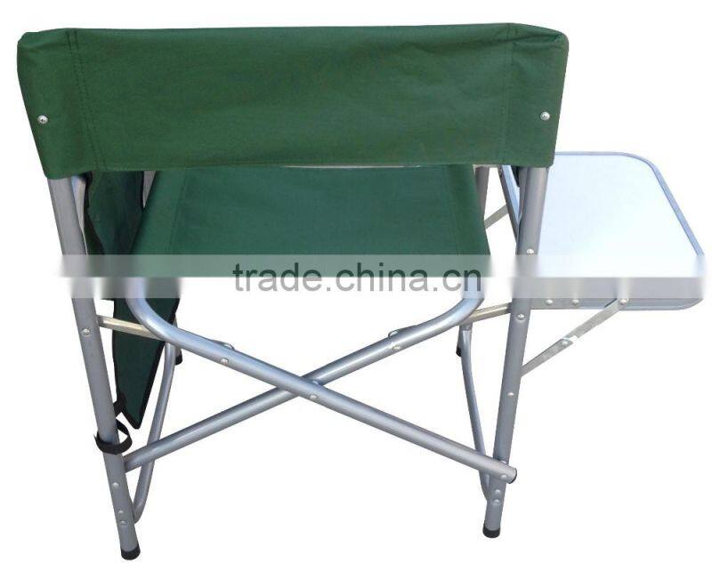 Aluminum folding director chair with side table and pocket