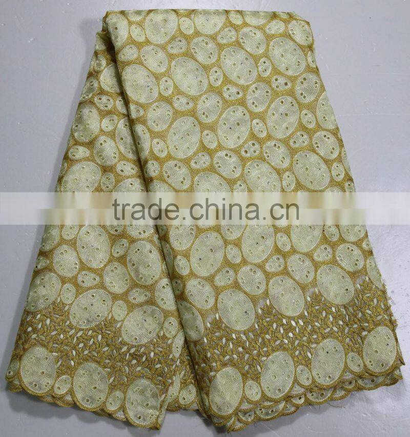 Low price african organza lace in switzerland embroidery with stones for bridal wedding dress