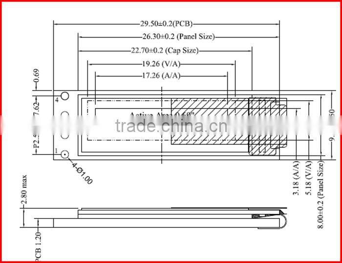 0.69inch 96*16 oled display panel with board mounted