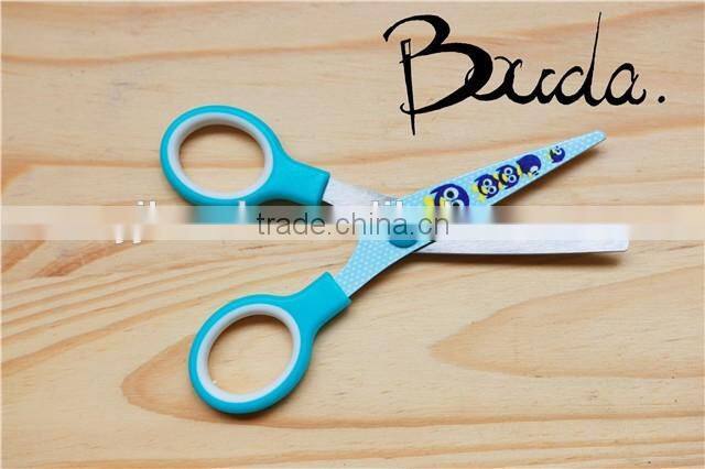 5" Good quality colourful soft handle student scissors BD-S1643