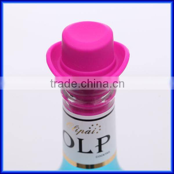 Silicone Lovely Wine Bottle Stopper With Hat/silicone booze hat Bottle cork