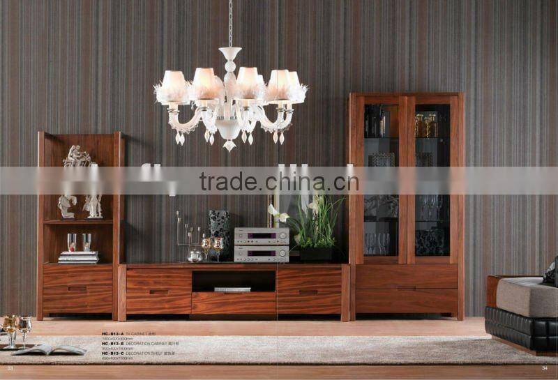 Modern solid walnut long tv cabinet