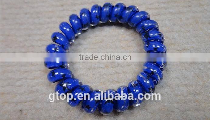 Plastic mixed color elastic quality candy cheap women telephone wire hair circle A-0004