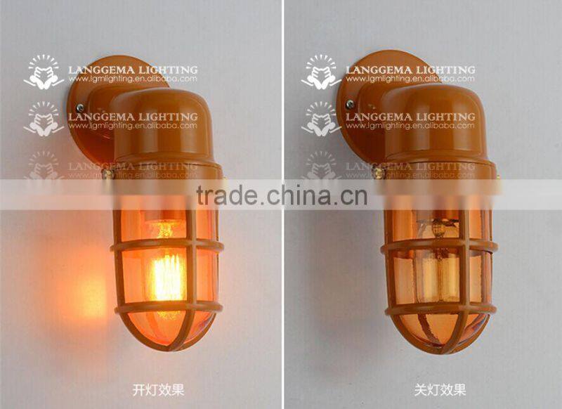 VINTAGE INDUSTRIAL LIGHT ALUMINIUM PENDANT WITH CAGE GLASS SHADE EDISON E27 wall lamp W144(99)