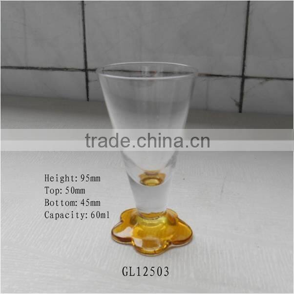 2 oz short color stem glass mini shot glass