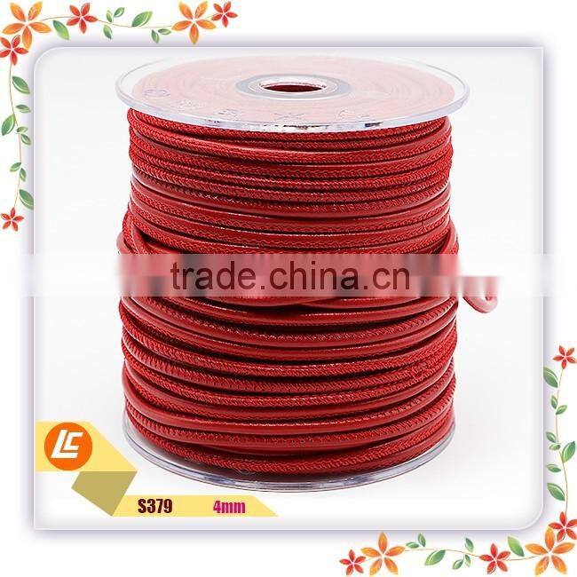 Jewelry Decoration Napa Pink Leather Cord Wholesale, Round Leather Cord Stitched napa leather cord and sterling