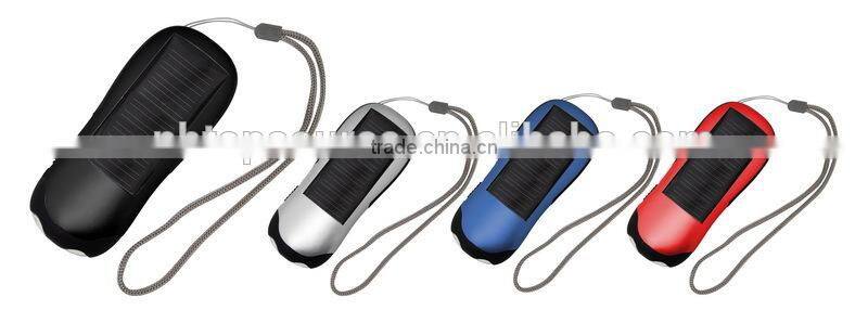 TE355 Colourful 2 Led Solar And Battery Charger Flashlight