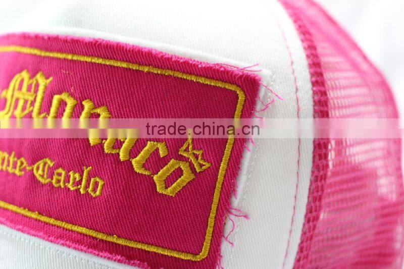 Custom embroidery patch trucker cap with Gold stitching