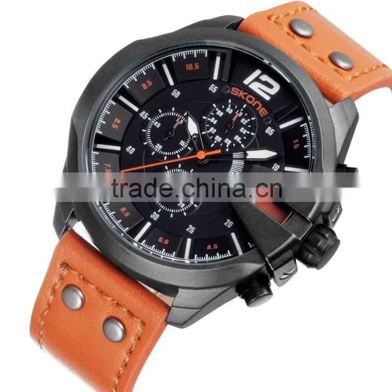 SKONE 9430 Best quality custom watch pu leather men hand watch