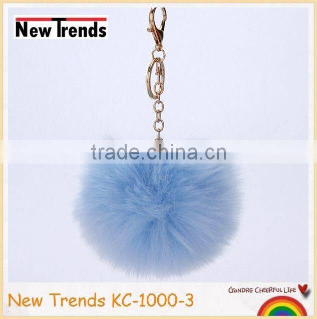 Solid colors 12 cm rabbit fur ball key chain