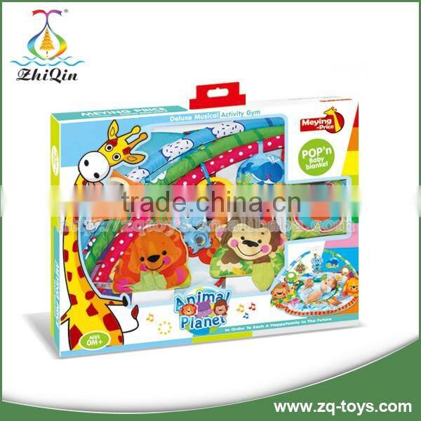 High quality eco-friendly plush folding baby play mat with baby rattle