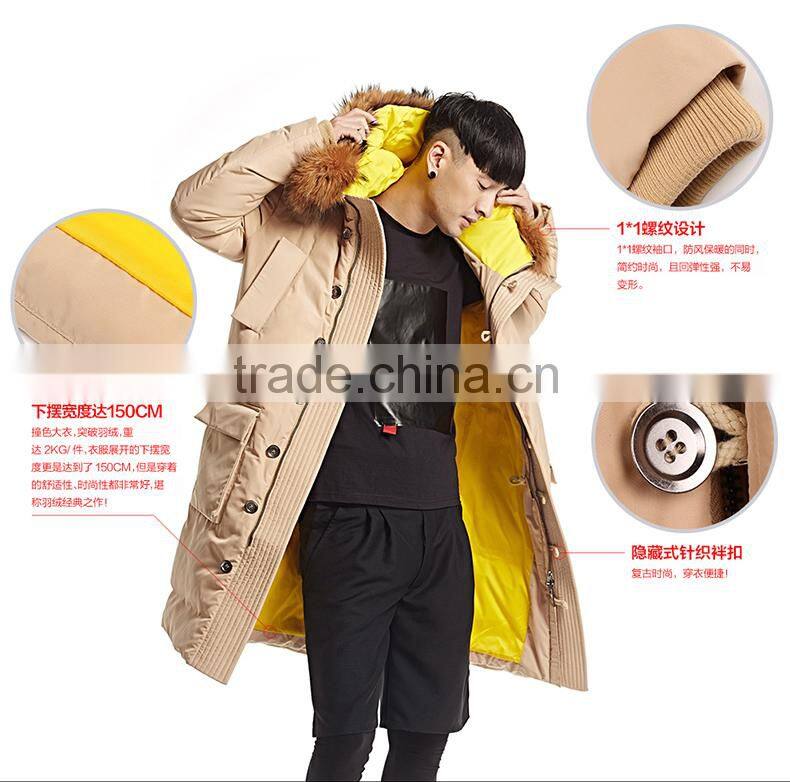 wholesale mens black yellow winter goose down jacket