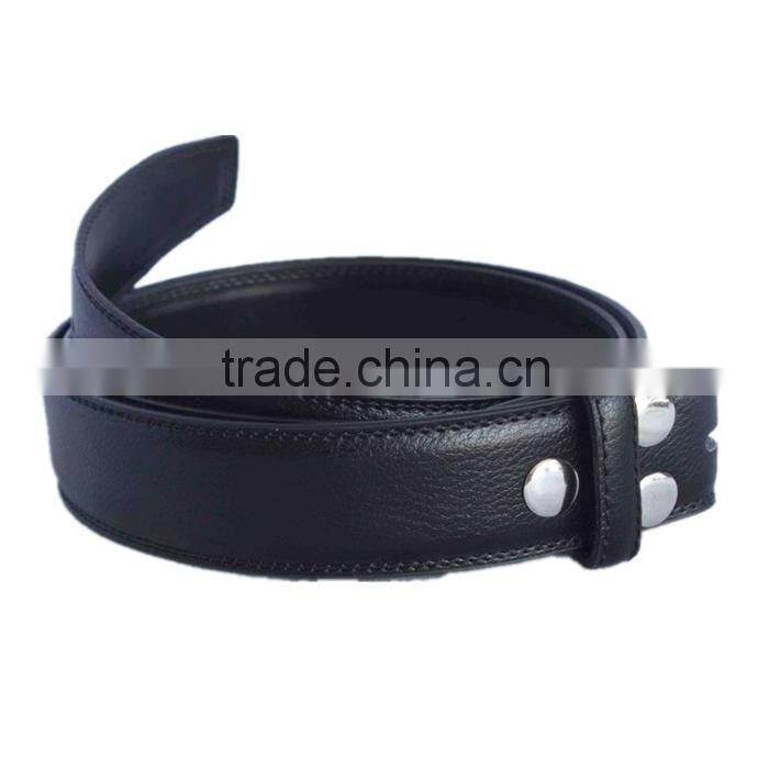 Cutting Edge Snap-on Black Leather Belt Without Buckle
