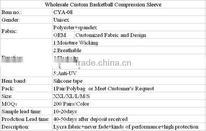 Wholesale Custom Basketball Compression Sleeve