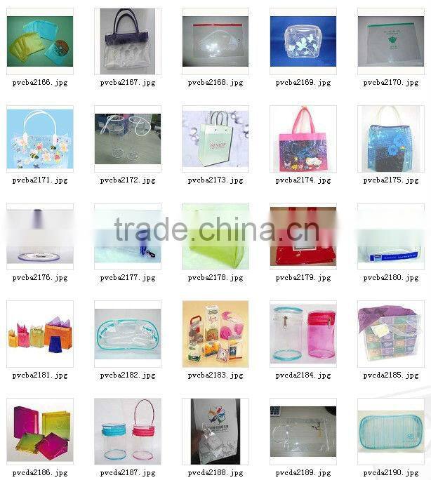cosmetic transparent PVC zipper bags with customers LOGO print