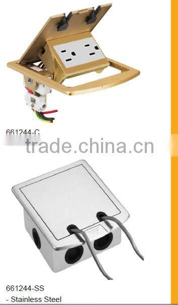 Square pop-up raised electrical outlets floor box