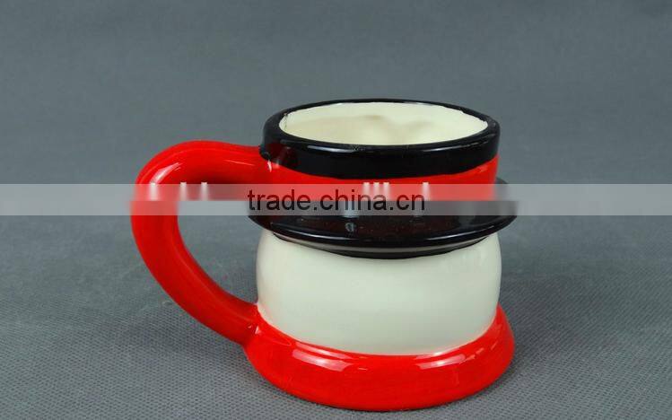 creative hot-selling lovely cartoon christmas snowman model of red and black ice cream ceramic mug with handle