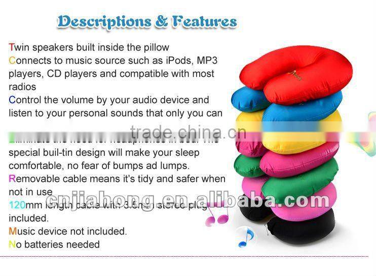 microbead MP3 travel pillow with double speakers