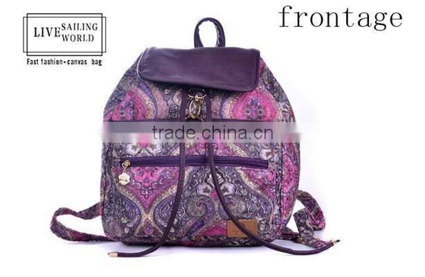 2016 popular new Chinese folk style fancy canvas school bag
