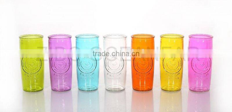 Colored Chicken Carving Glass Drinking Cup