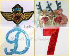 high quality iron-on sequins embroidery number